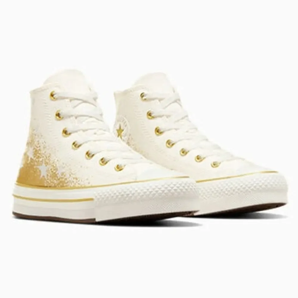 CONVERSE Chuck Taylor All Star EVA Lift Platform Shoes White Gold Kids Size US 2